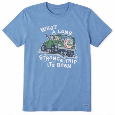 Life is Good Men's Crusher T WHAT A LONG STRANGE TRIP IT S BEEN XL Cool blue NWT