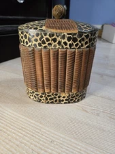 Handcrafted Wooden Lidded Decorative Box Made in India – Carved Tribal Safari