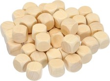 PATIKIL 20mm Blank Wooden Dice, 50 Pack Unfinished Wooden Blocks 6 Sided Wood Cu