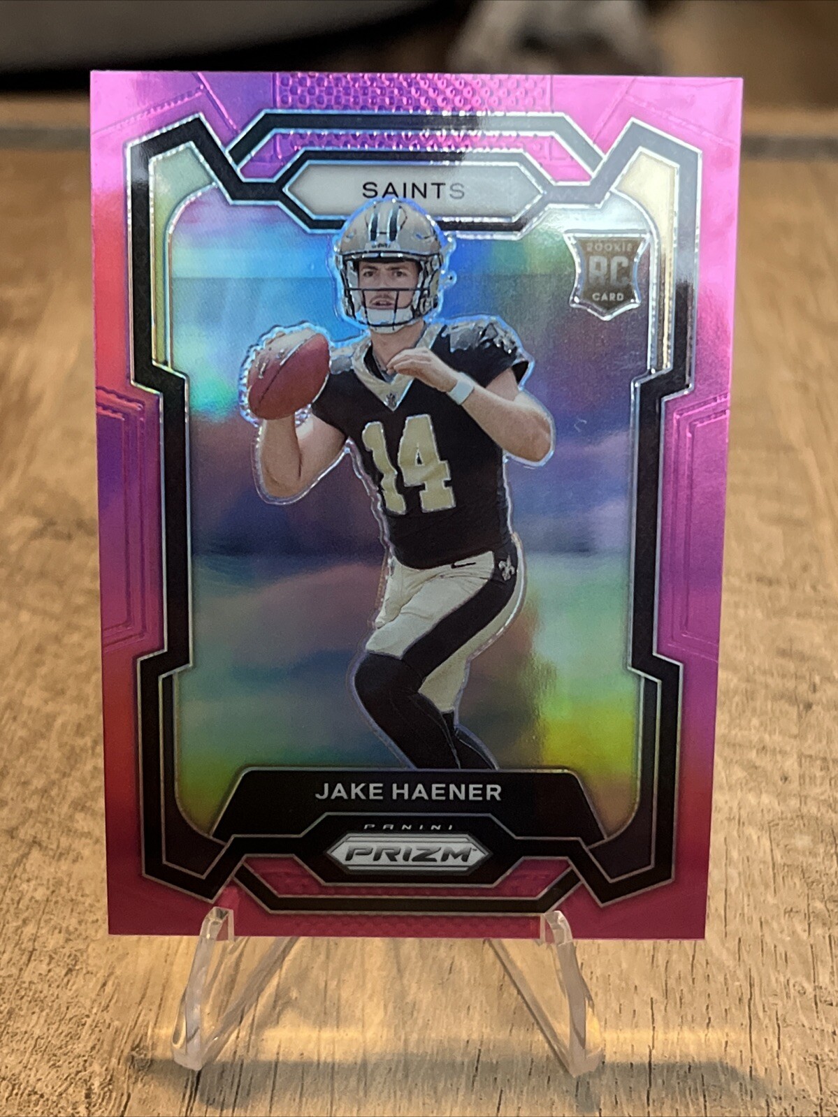 Jake Haener 2023 Panini Prizm Pink Rookie RC #374 New Orleans Saints SP