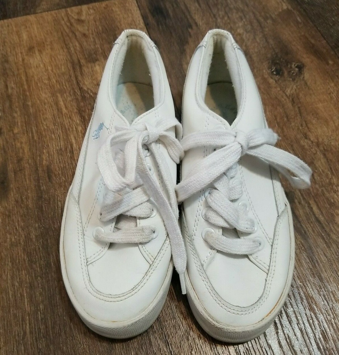 PONY Polo Ralph Lauren scarpe pelle sneakers bianche stringate basse donna 6 5B