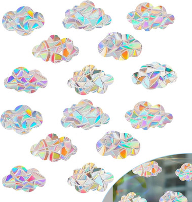 16 Stück Rainbow Window Clings 3D Dekorative Fensterfolie Groß Wolkenform Prisma