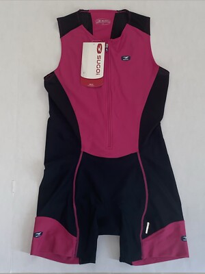 Sugoi WOMEN S RPM TRI SUIT PRO FIT RASPBERRY PINK Black Size LARGE BRAND NEW NWT
