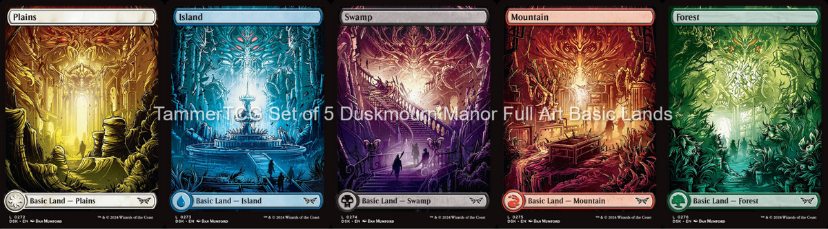 5x Foil Duskmourn Manor Full Art Basic Land Set Magic the