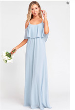 Show Me Your Mumu Caitlin Ruffle Maxi Dress Steel Blue Size Small $178