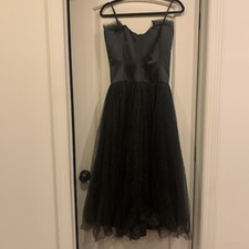 1990s Nine West Strapless Maxi Dress Holiday Party 4 Black Chiffon