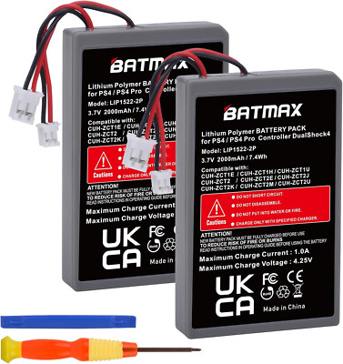 Batmax 2 Packs 2000Mah LIP1522 Battery for Sony Playstation 4 PS4 Slim Pro Duals