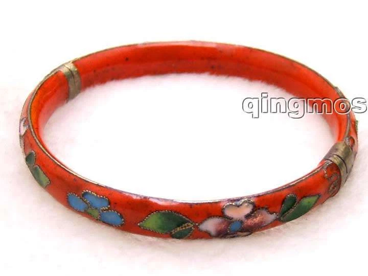 Brazalete brazalete brazalete brazalete esmalte cloisonne rojo hecho a mano para mujer joyería fina bra215 Foto 2 de 4