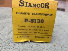 Stancor P-8130 Filament Transformer 12.6 Volts 2 Amps NEW IN BOX