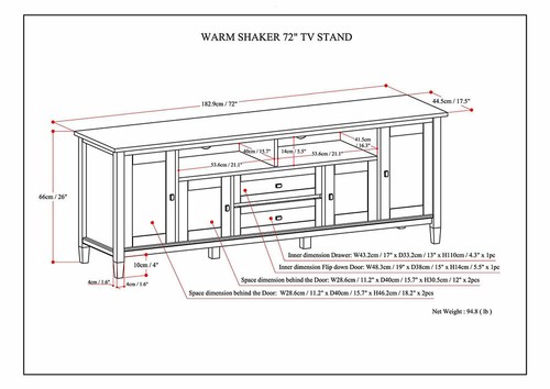 Warm Shaker Solid Wood 72 in Wide TV Media Stand for TVs up to 80 inches - Picture 24 of 46