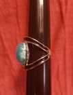 Light Blue White Marble Swirl Oval Faux Stone Bead Black Silver Tone Band Ring — photo 2