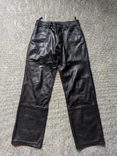 vintage 1990s leather WILSONS motorcycle pants 30x32 black jeans y2k cowhide