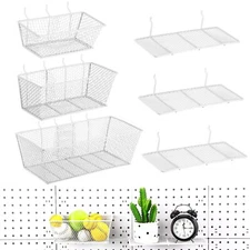 6 Pieces Pegboard Basket Organizer Pegboard Hook Peg Board Rack Wire Peg Boar...