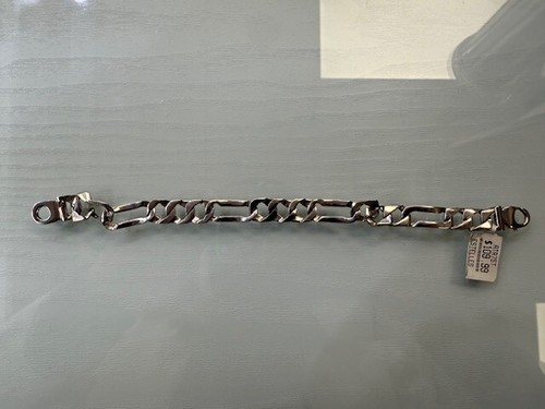14K White Gold Plated Silver Linked Bracelet For Men - 8" - Picture 2 of 2