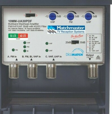 tv booster Masthead Amplifier FM/BI/VHF/UHF 30dB with 4G/5G 10mm