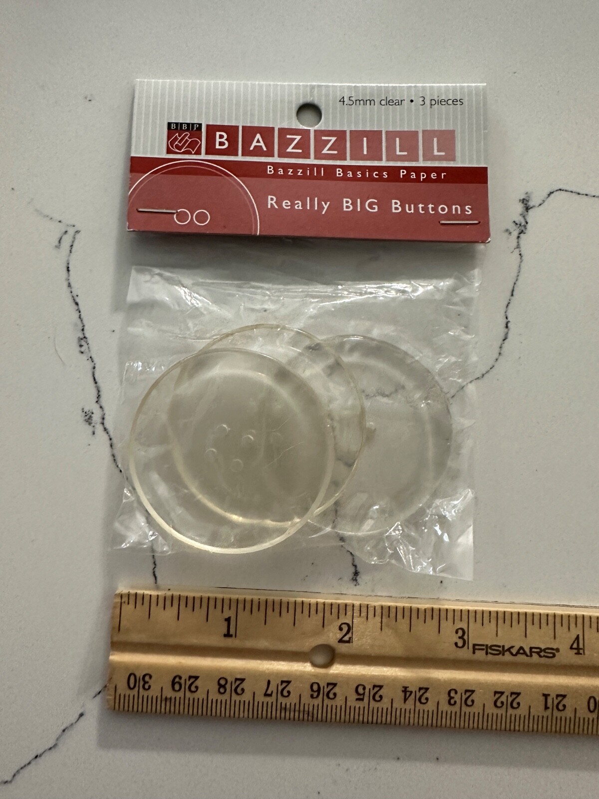 BBP Bazzill Basics Paper 4.5 Clear Really Big Buttons Pk 3  Scrapbooking Crafts