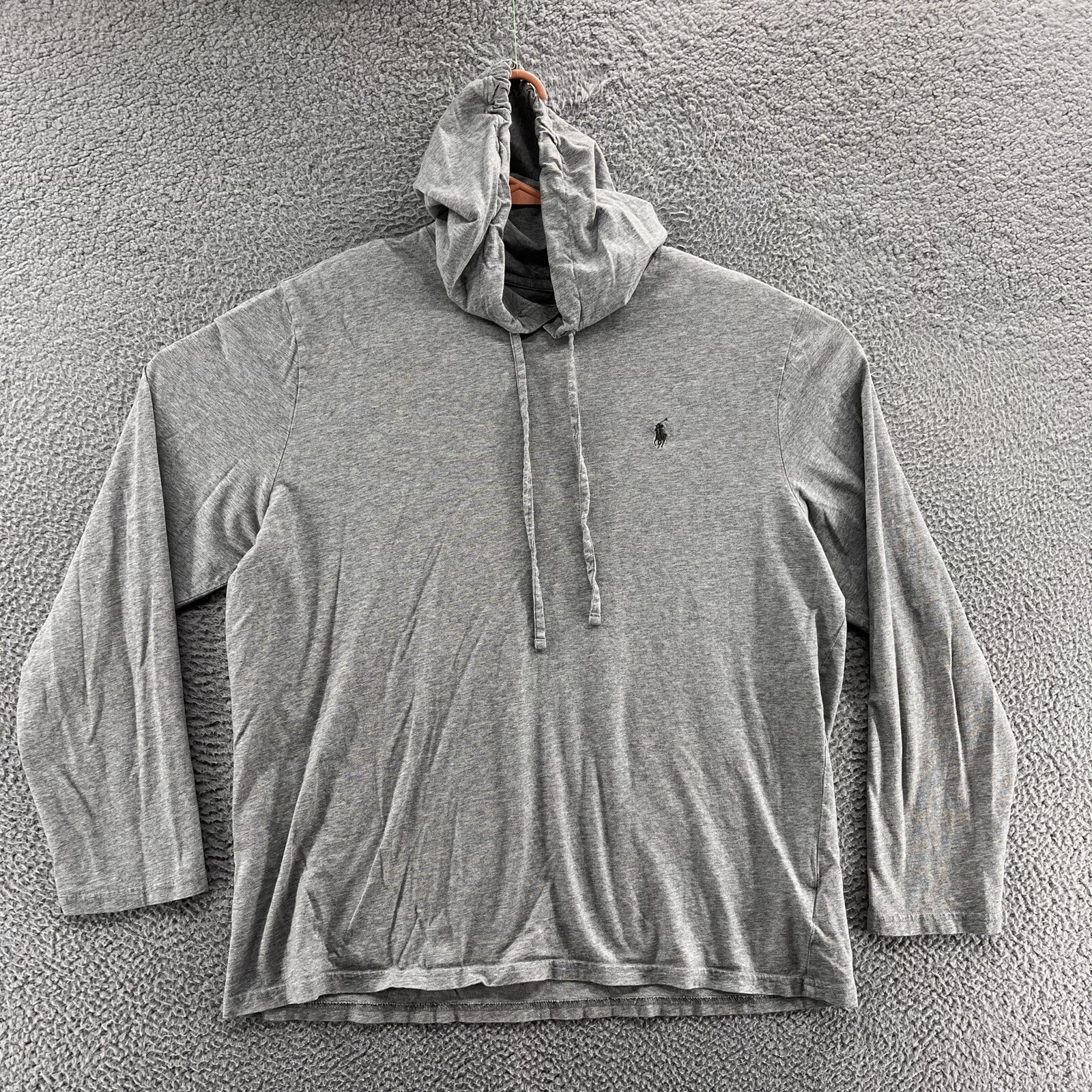 Felpa con cappuccio Polo Ralph Lauren uomo extra large grigio leggero pullover logo pony
