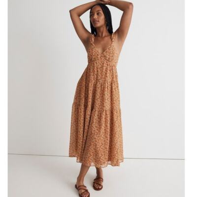 pink midi dress bridesmaid Broderie Anglaise Bow-Detail A-Line Midaxi Dress in Soft Pink - 6
