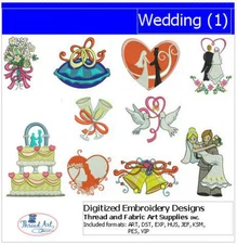 Embroidery Design Set - Wedding(1) - 10 Designs - 9 Formats - USB Stick
