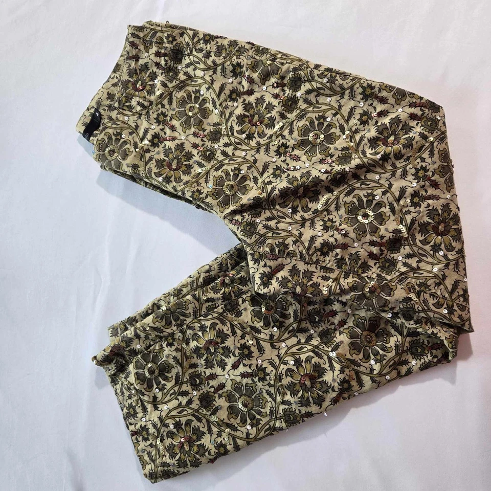 Mujeres Petite 4 DKNY Pantalones Cortos Tostados Verde Floral Lentejuelas Primavera Verano Trabajo Foto 2 de 4