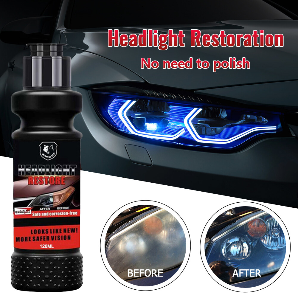 Car Headlight Lens Restoration Repair Kit Polishing Cleaner Cleaning Tool 120ml