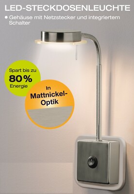 LED Steckerleuchte Wandleuchte Leselampe Küchenlampe Nachtlicht Trango 2605
