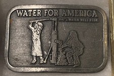 Vintage Metal Belt Buckle, Water for America, National Well Water Association