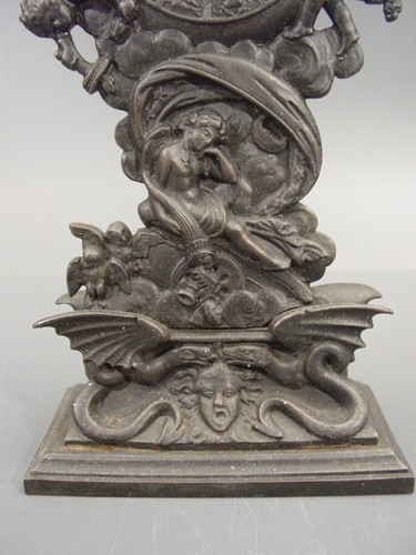 antique KPEG BERLIN Iron cast Pocket Watch Stand Georg III decor Angels Zodiac - Picture 5 of 14