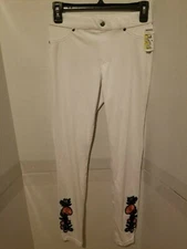 HUE Utopia by HUE Mid Rise White Embroidered Leggings - Size Small - NWT