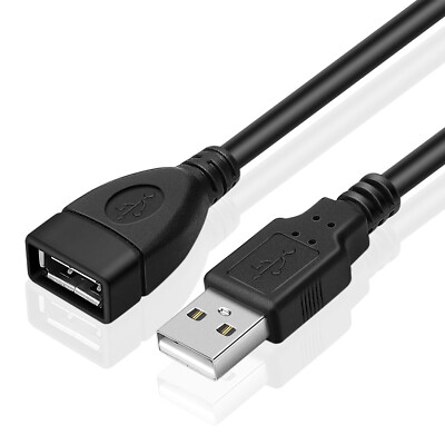 USB Extension Cable 2.0 AM-AF Data Wire Charger EXT Black 3FT - 15FT Multi Black