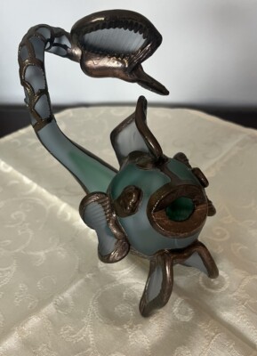 Anca Podaru Ama Romanian Copper Overlay Handcrafted Glass Fish Sculpture Statue