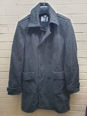 Topman Herren Trenchcoat grau Wolle Größe M