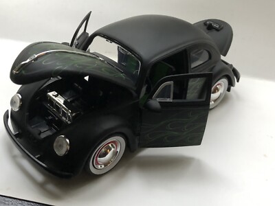 JADA 1959 VW VOLKSWAGEN BEETLE 1:24 MATTE BLACK w GREEN FLAMES NEW