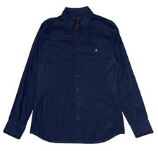 Vivienne Westwood 3 Button Krall Shirt Mens Size L Navy Embroidery Made In Italy