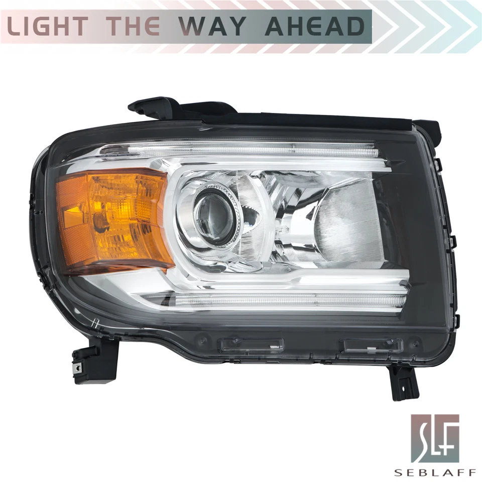 For GMC Canyon 2015-2022 Halogen Front Headlight LED DRL Projector Chrome Right - Image 4 of 4