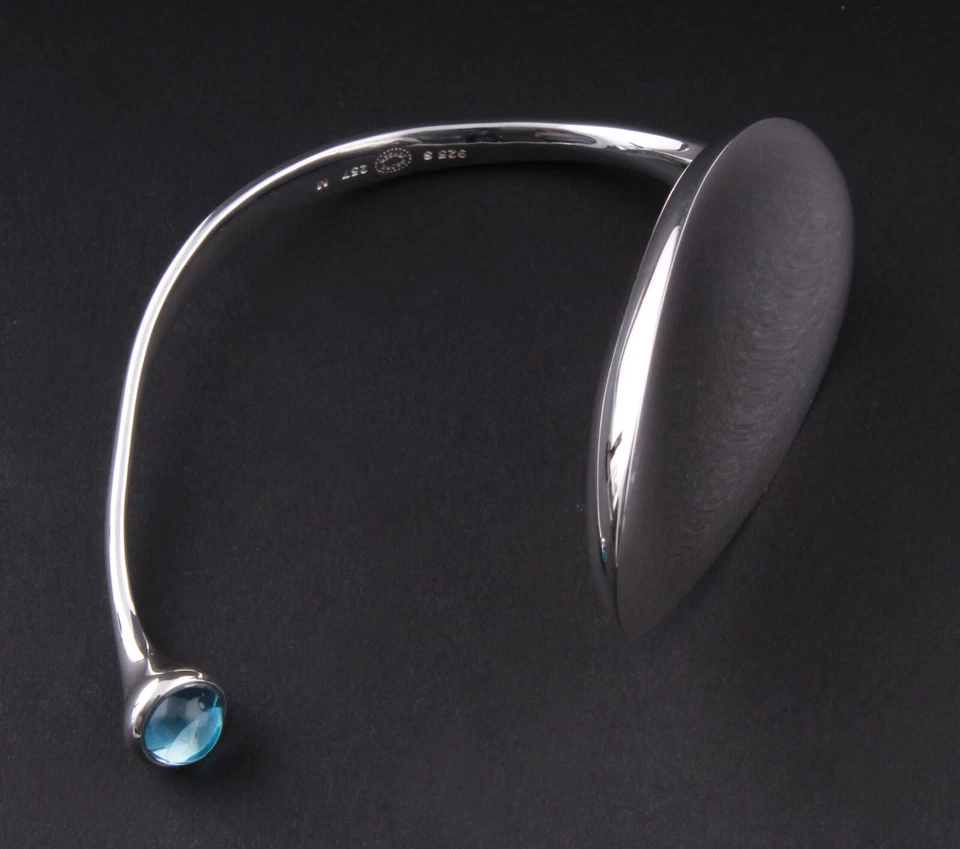 Brazalete Georg Jensen Sterling con topacio # 257. Plata. Vivianna Torun. NUEVO 3531320 Foto 3 de 4