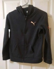 Puma Youth Boys M 10-12 Dark Gray Zippered Hoodie Jacket Lightweight