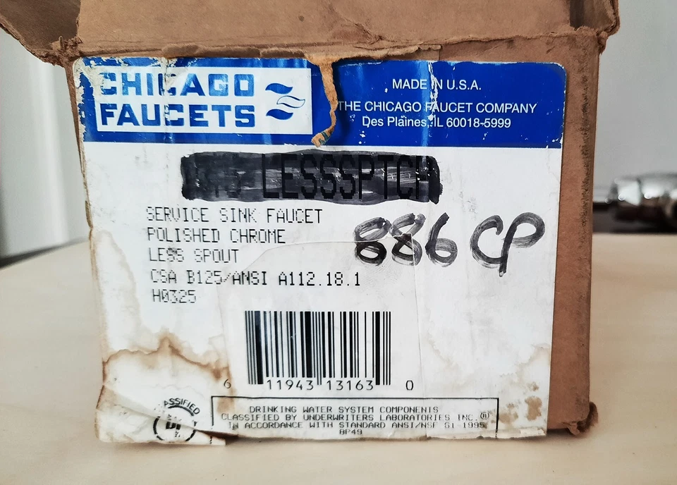 CHICAGO ~ 886-CP Straight Service Sink Faucet Lever Polished Chrome ~ NOS - Image 3 of 4