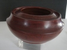 Mahogany Wood Bowl Solid Wood Hand Crafted Hand Turned 6.75" Wide Round Shape