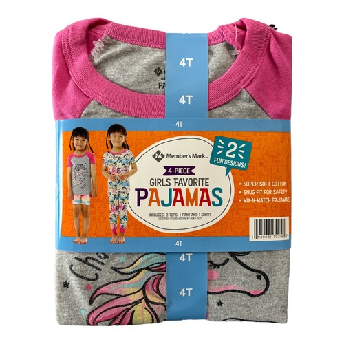 Member's Mark Girl's 4-Piece Snug Fit Mix-N-Match Favorite Pajamas Set - Picture 11 of 13