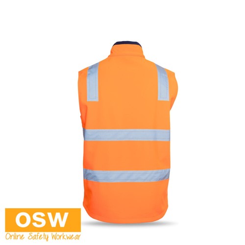 HI VIS (D+N) Three Layer Softshell Vest Stay Dry and Visible Slim Fit 6DWV - Picture 10 of 10