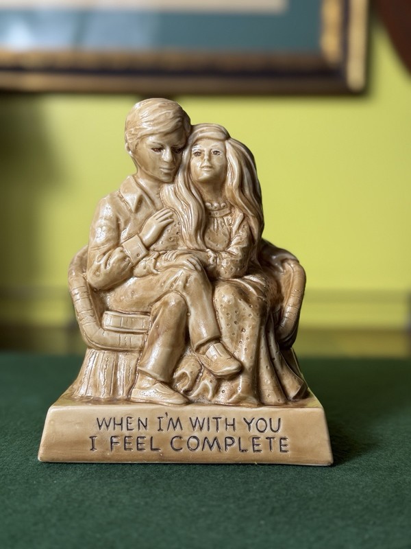 VINTAGE 1971 Ceramic Figurine Couple When I’m With You I Feel Complete!