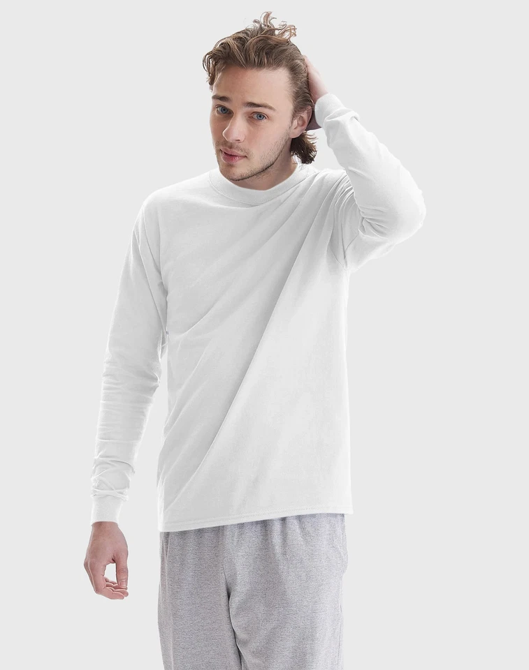 Camiseta de manga larga Hanes Beefy para hombre, algodón