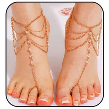 Boho Sequin Ankle Bracelet Gold-tone Foot Jewelry