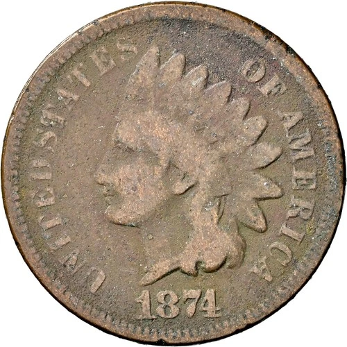 1874 1C Indian Head Penny Cent NGC Good Details