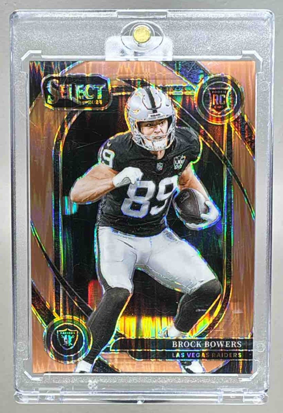 Brock Bowers 2024 Panini Select #222 Copper Prizm Shock Club Rookie RC /299