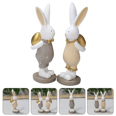 2 Pcs Desktop-kaninchenstatuen Hase-Wohndekoration Cartoon -Ornamente