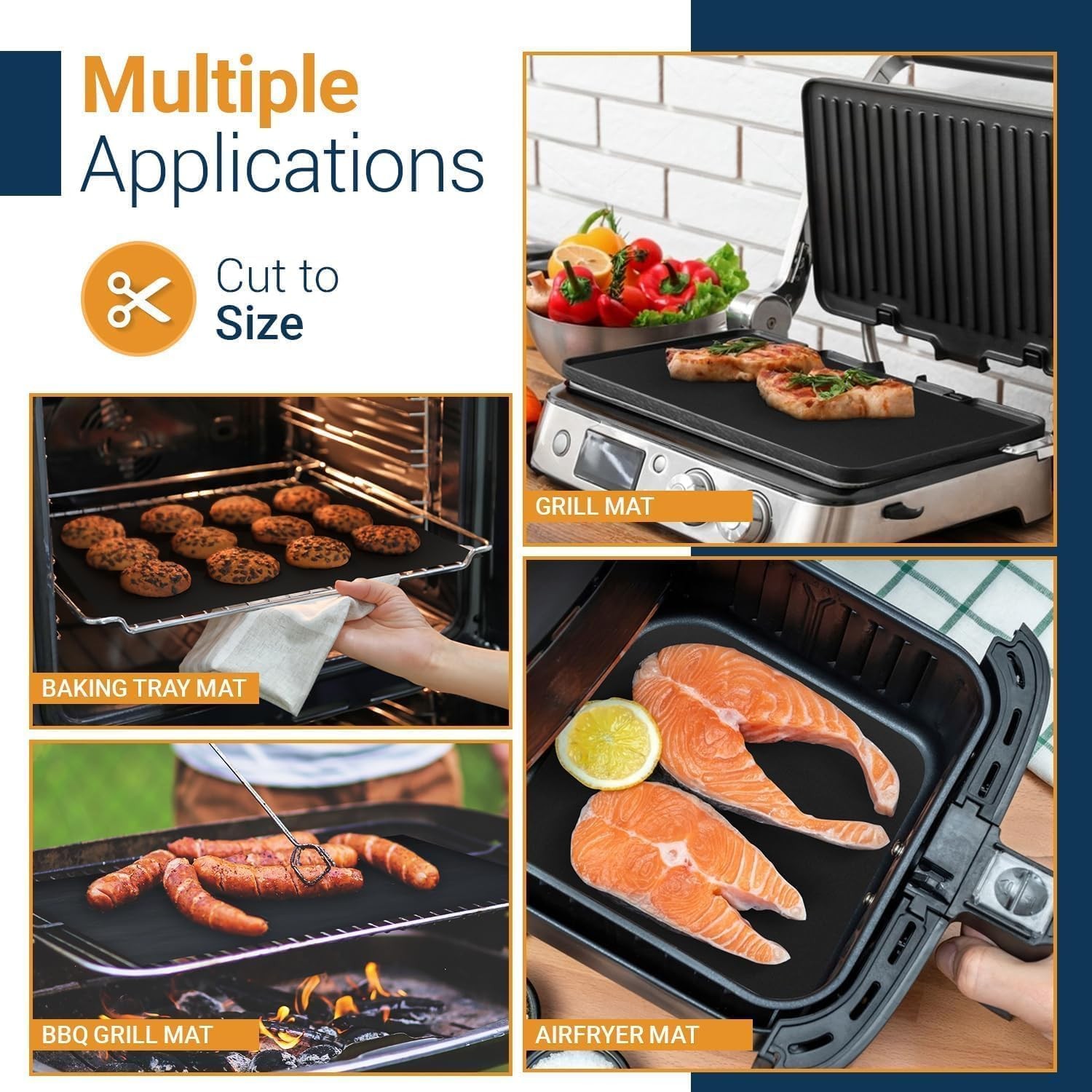 Oven Liners for Bottom of - 2 Pack Large Heavy Duty Mats, 2 Pack, Black 