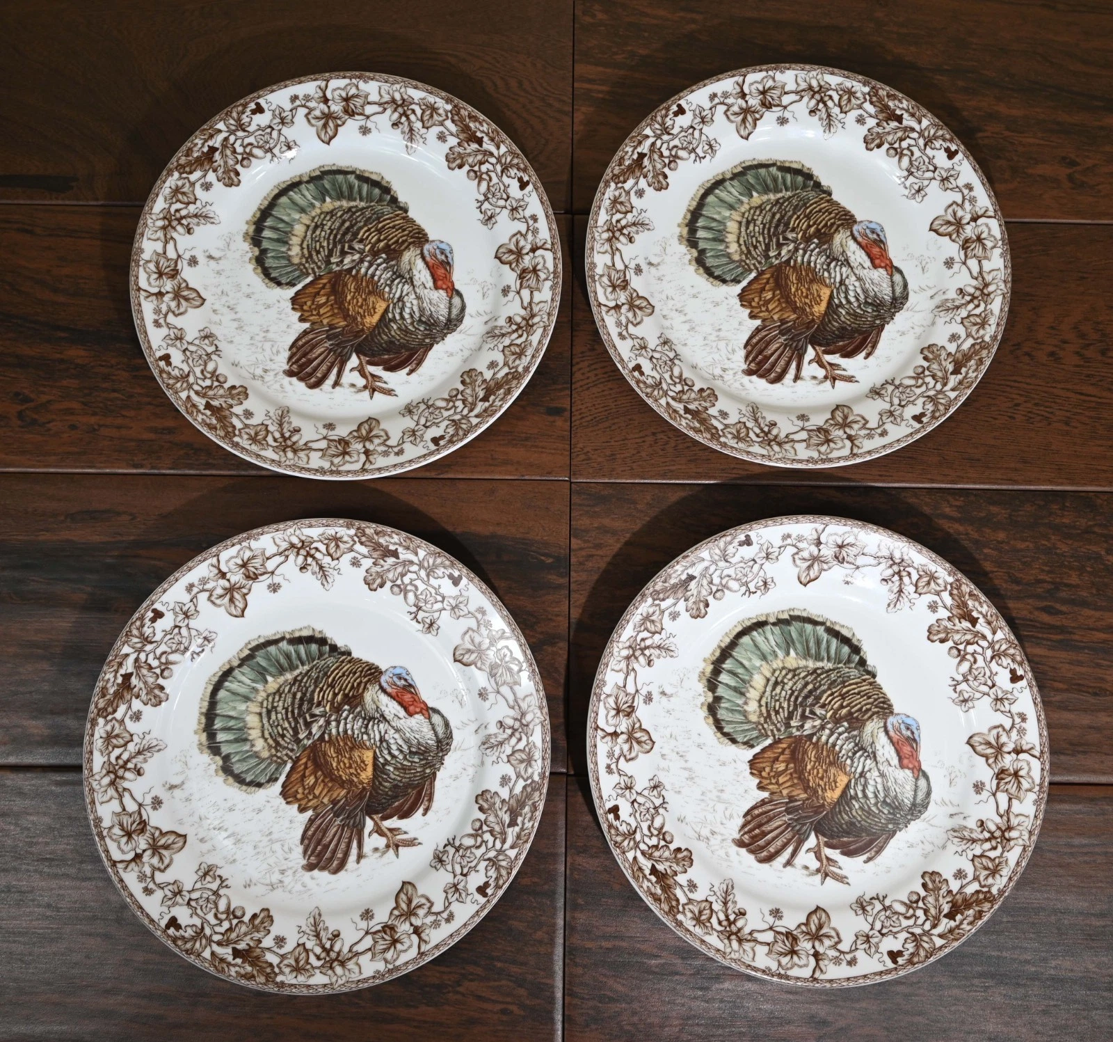Williams Sonoma Plymouth Classic Turkey Dinner Plates Set of 4 Thanksgiving New