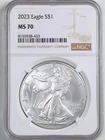 2023 1oz Silver American Eagle MS70 NGC 8155938-433